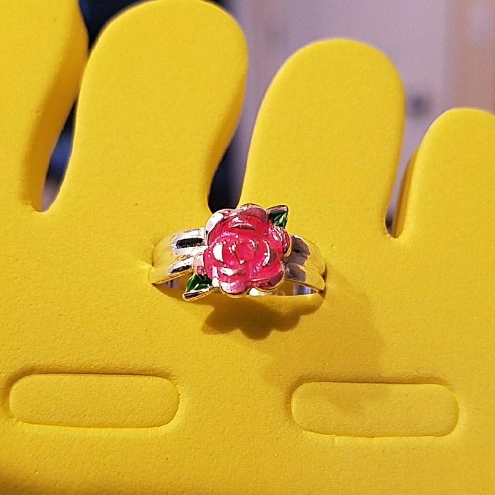 Sterling Silver Rose Enamel Adjustable Toe Ring